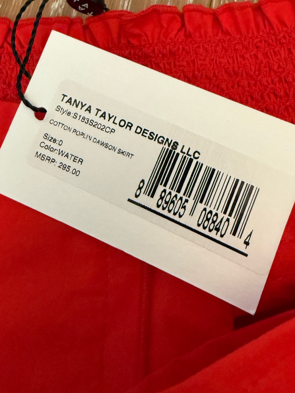 Tanya Taylor designs poplin Dawson mini wrap skirt bright red size 0 NEW - Picture 3 of 7